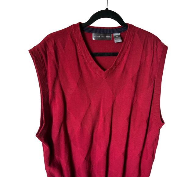 Oscar de la Renta Red Pullover Sweater Vest Men's Size XXL - Picture 4 of 4